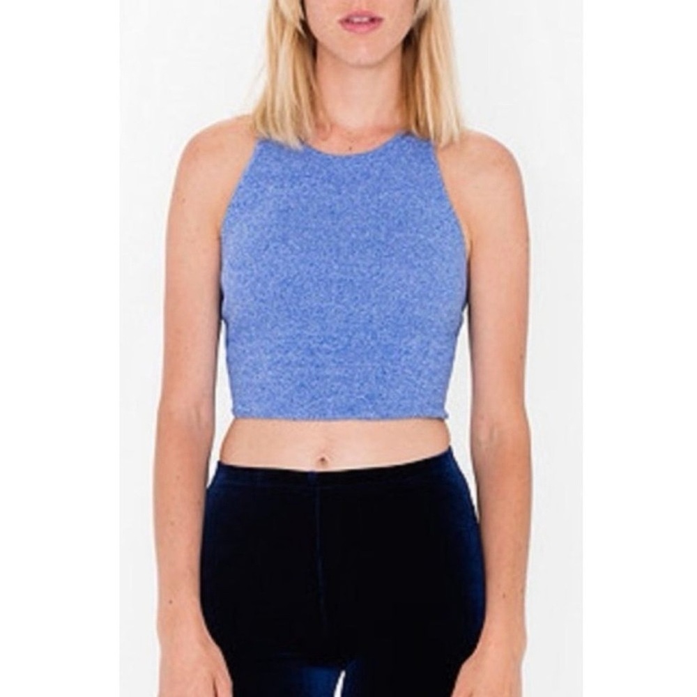 American Apparel Blue Ribbed Crop Tank Top